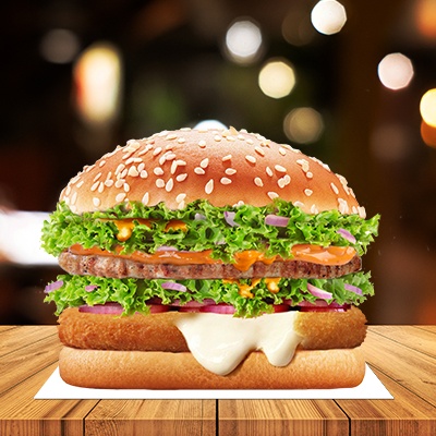Chicken Tikka Burger w/ Amul Cheese